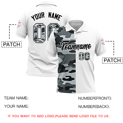 Custom White Camo Split Fashion Authentic Performance Polo Shirt