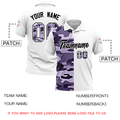 Custom White Camo Split Fashion Authentic Performance Polo Shirt