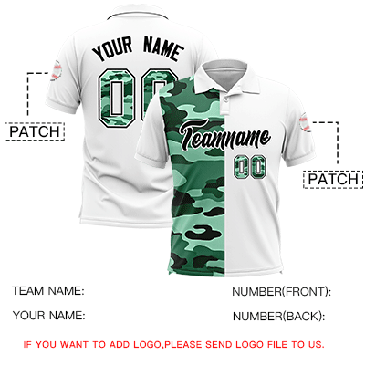 Custom White Camo Split Fashion Authentic Performance Polo Shirt