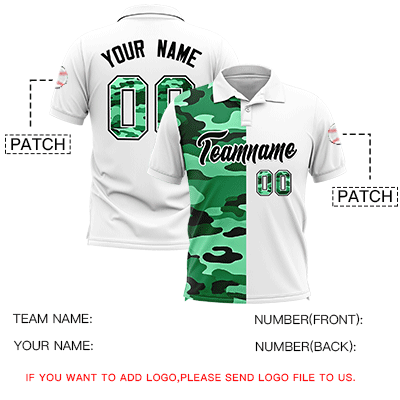 Custom White Camo Split Fashion Authentic Performance Polo Shirt