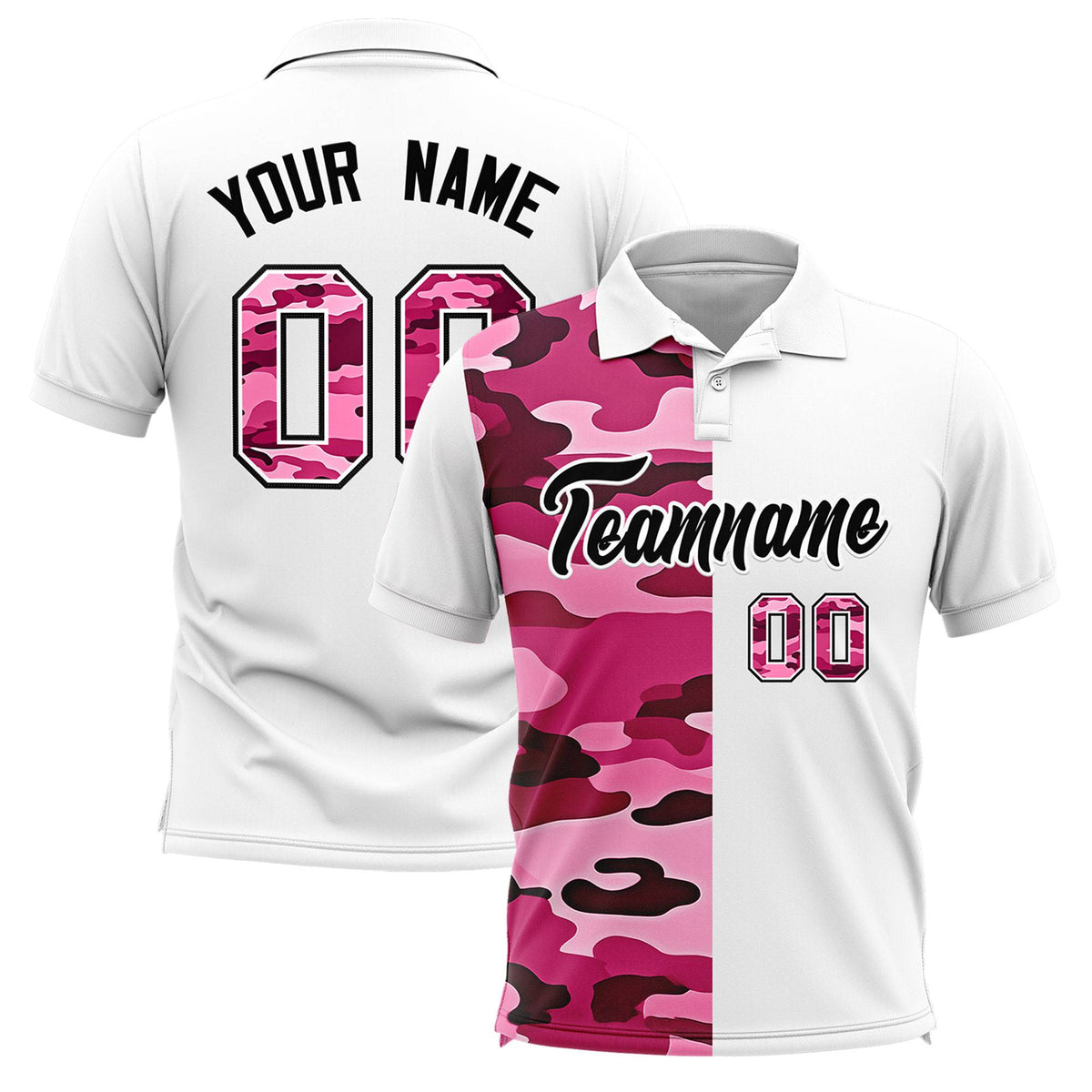Custom White Camo Split Fashion Authentic Performance Polo Shirt