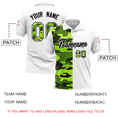 Custom White Camo Split Fashion Authentic Performance Polo Shirt