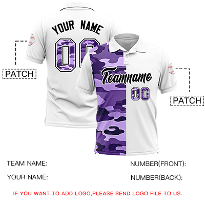 Custom White Camo Split Fashion Authentic Performance Polo Shirt