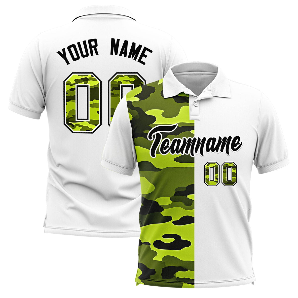 Custom White Camo Split Fashion Authentic Performance Polo Shirt