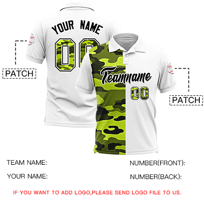 Custom White Camo Split Fashion Authentic Performance Polo Shirt