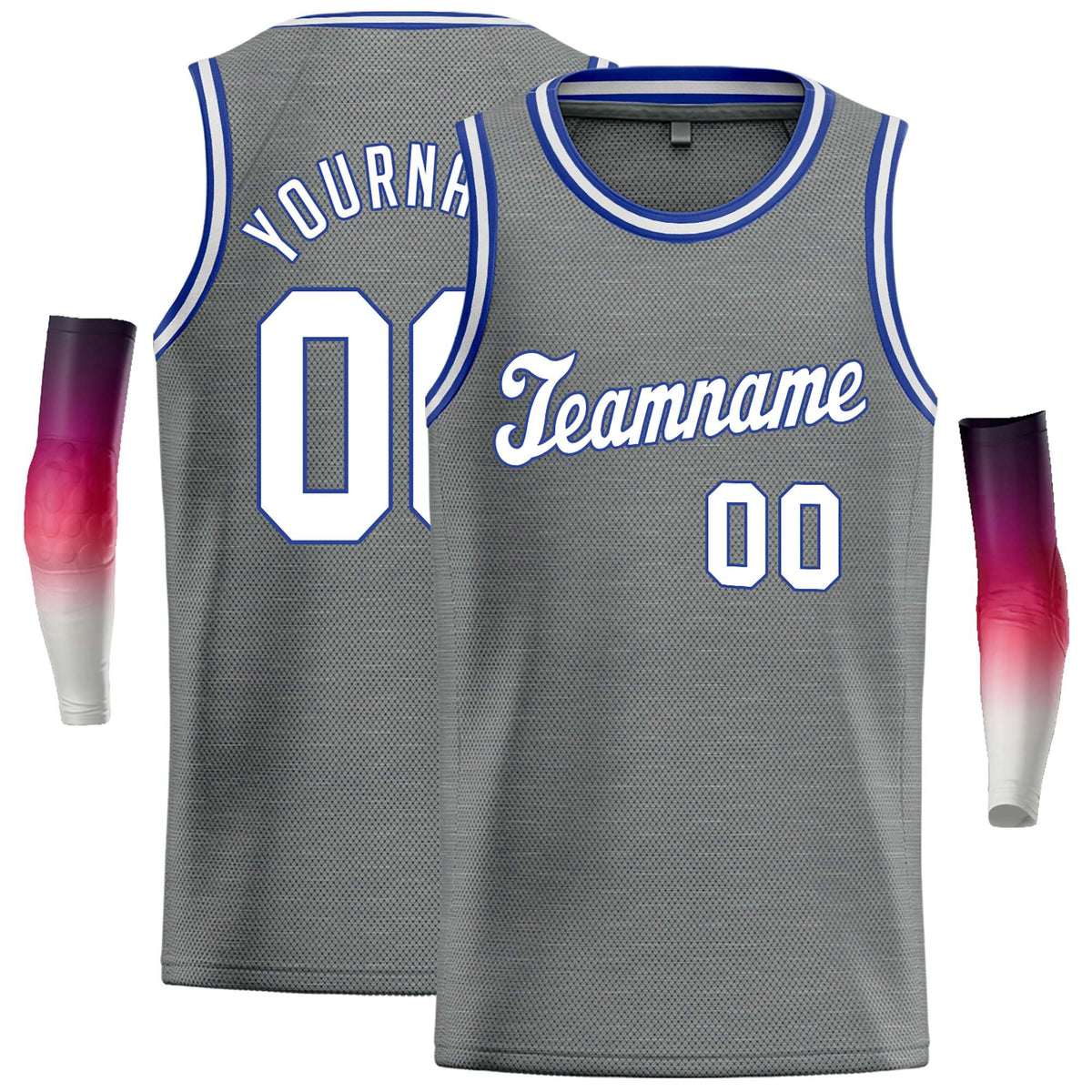 Custom Dark Gray White-Blue Classic Tops Casual Basketball Jersey