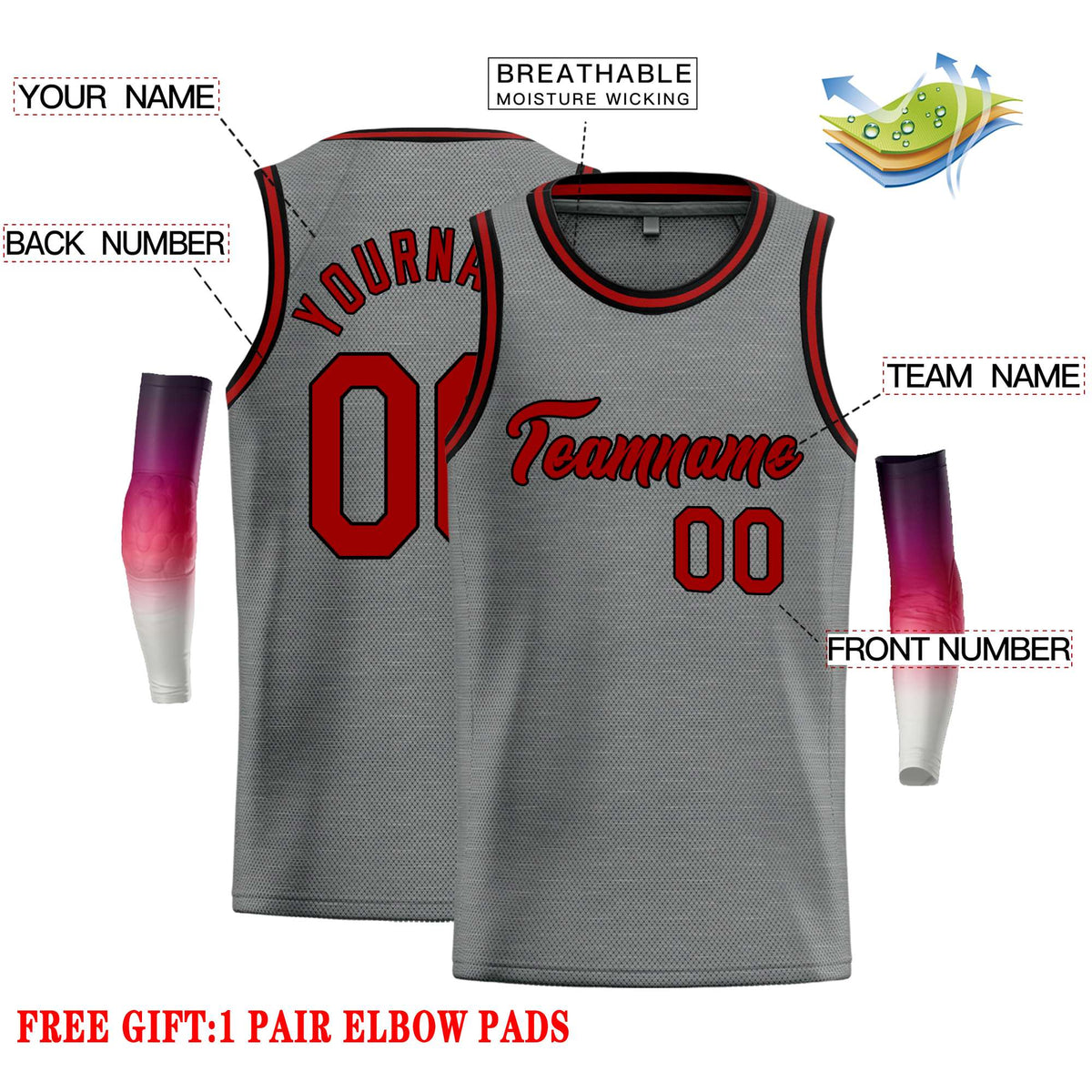 Custom Dark Gray Maroon Classic Tops Casual Basketball Jersey