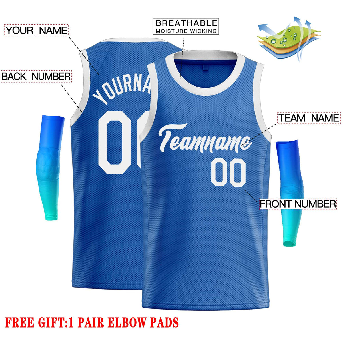 Custom Blue White Classic Tops Casual Basketball Jersey