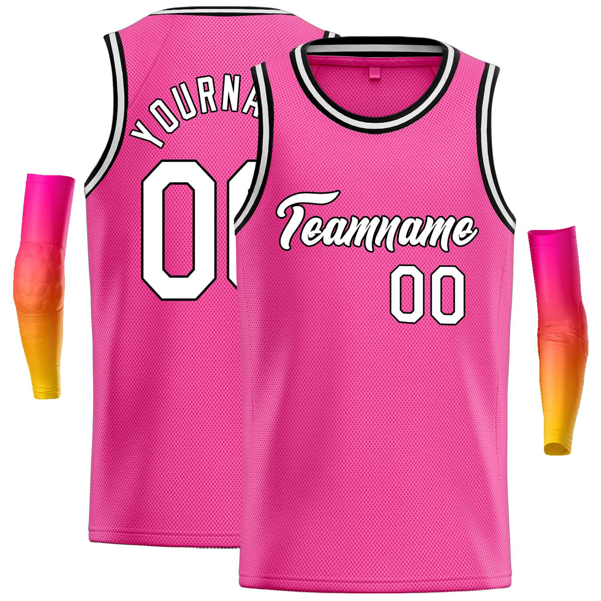 Custom Pink White-Black Classic Tops Casual Basketball Jersey