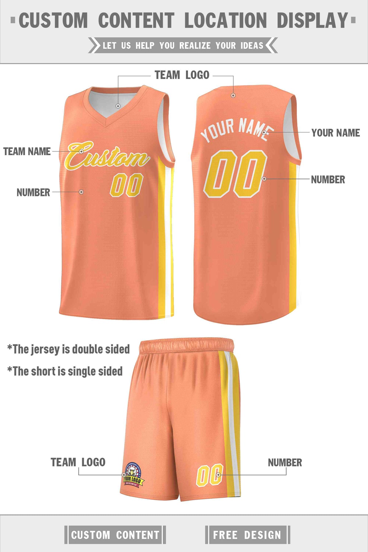 Custom White Orange-Yellow Double Side kits Men Basketball Jersey|KXKSHOP