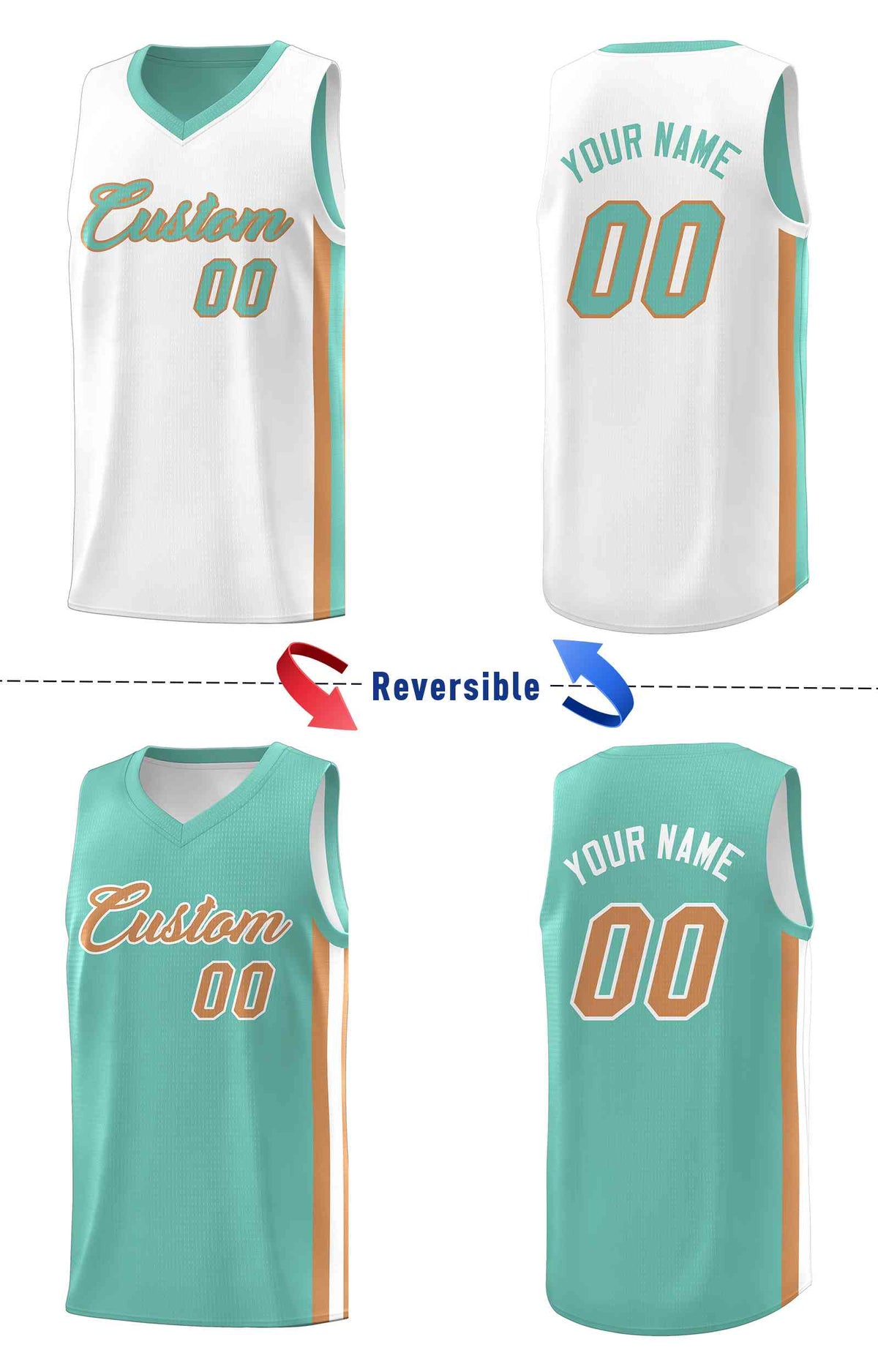 Custom White Orange-Yellow Double Side kits Men Basketball Jersey|KXKSHOP