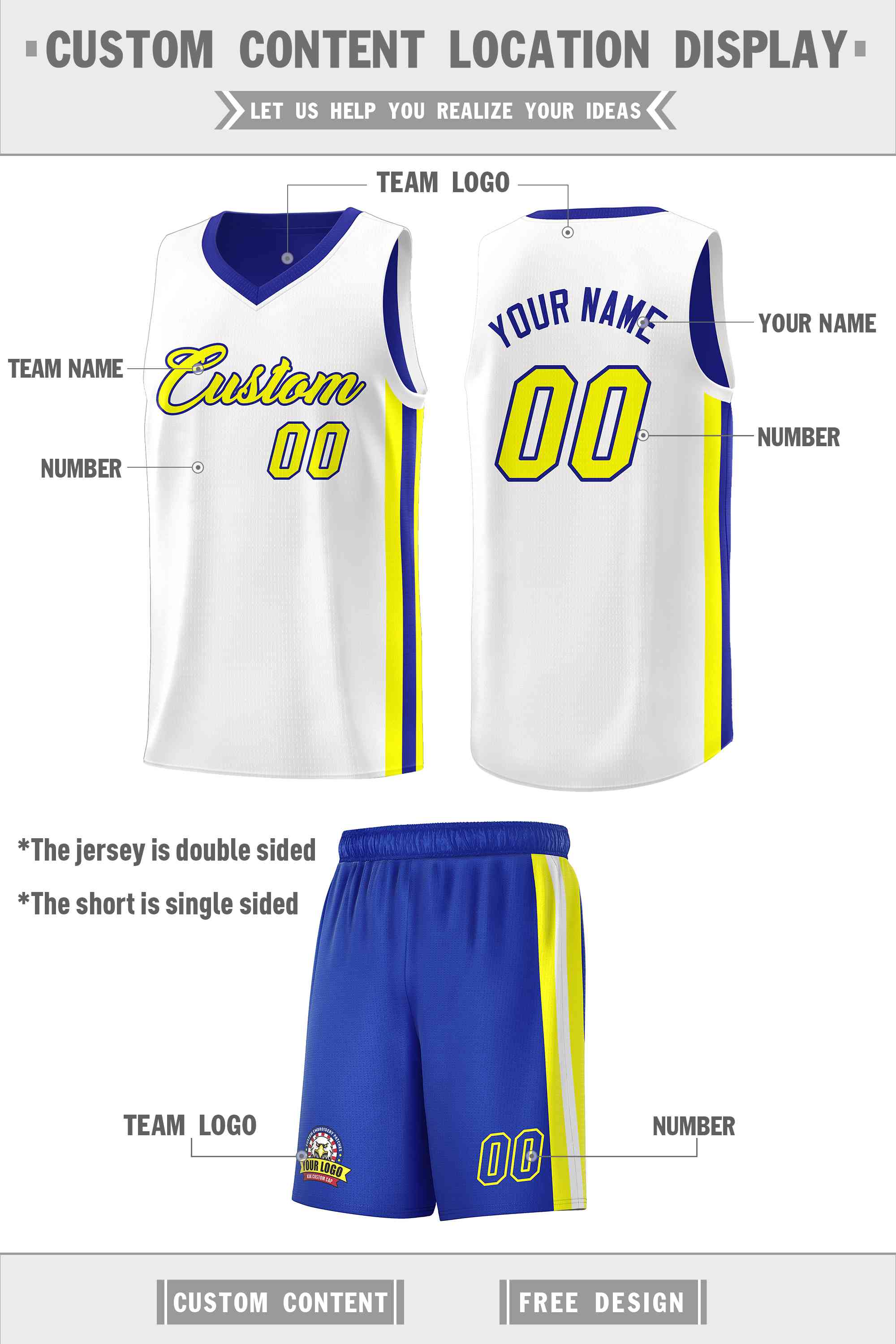 Custom White Orange-Yellow Double Side kits Men Basketball Jersey|KXKSHOP