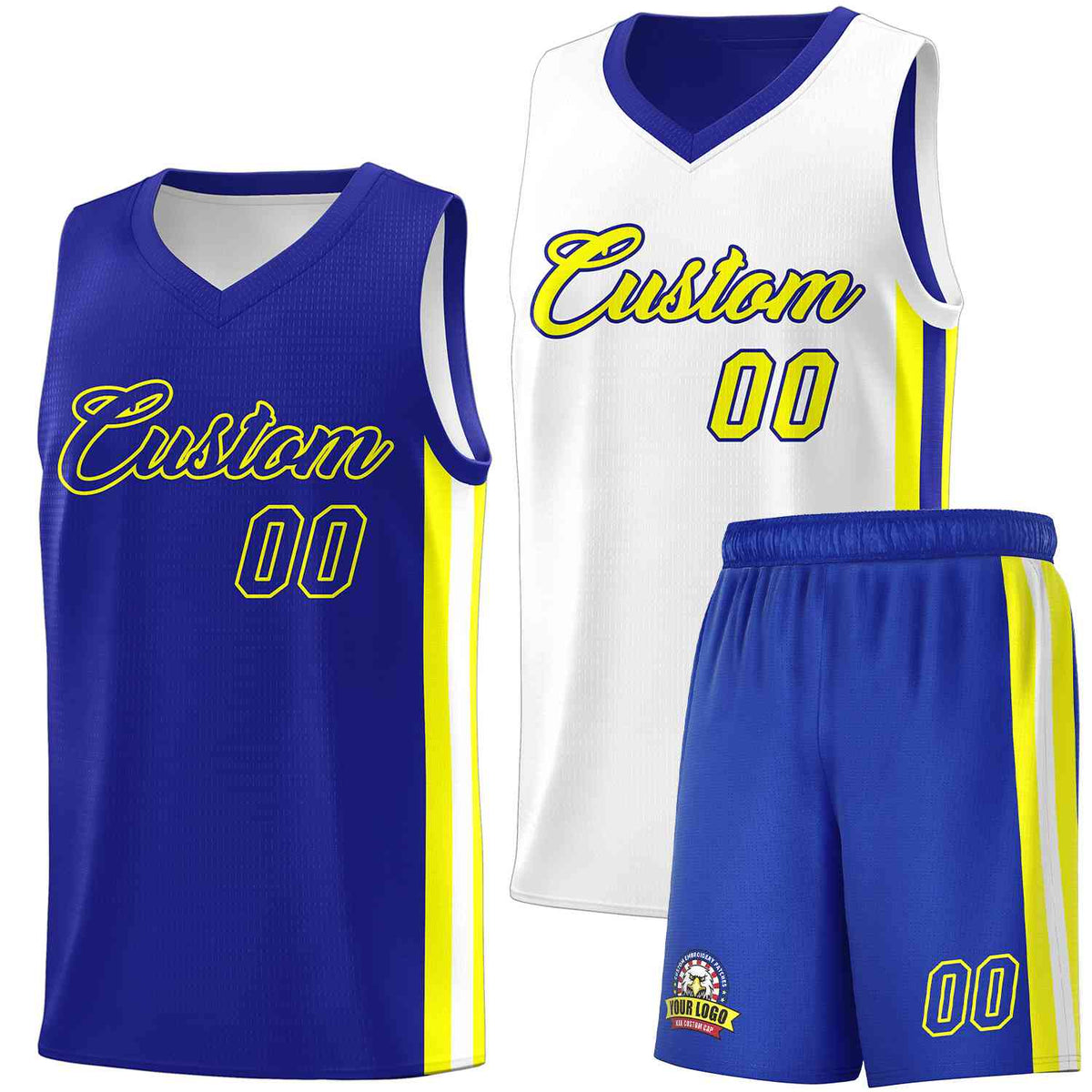 Custom Royal White-White Double Side kits Men Basketball Jersey|KXKSHOP