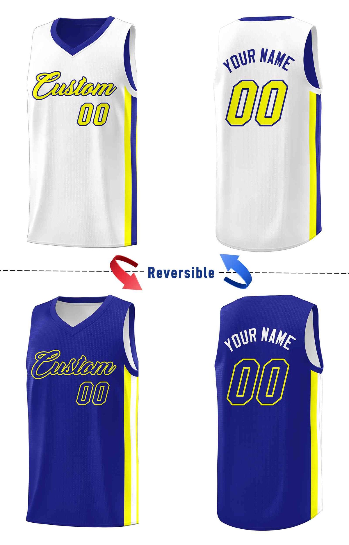 Custom White Orange-Yellow Double Side kits Men Basketball Jersey|KXKSHOP
