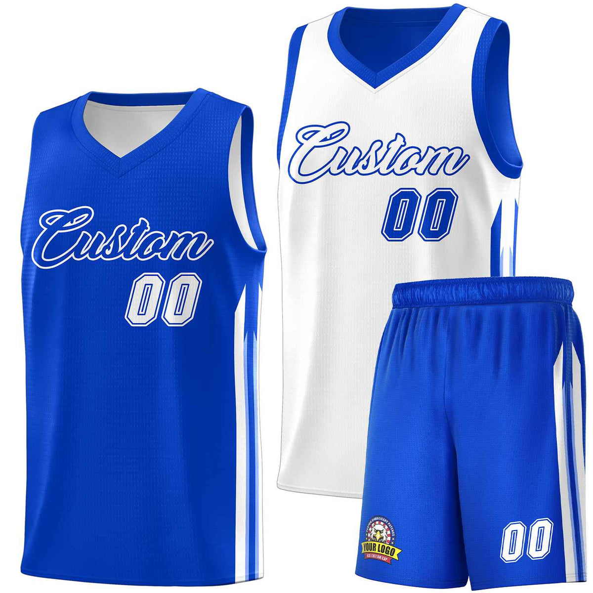 Custom Royal White Double SideKits Men Basketball Jersey