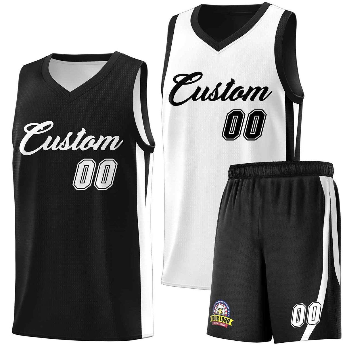 Custom Black White Double Side Sets Men Basketball Jersey | KXKSHOP