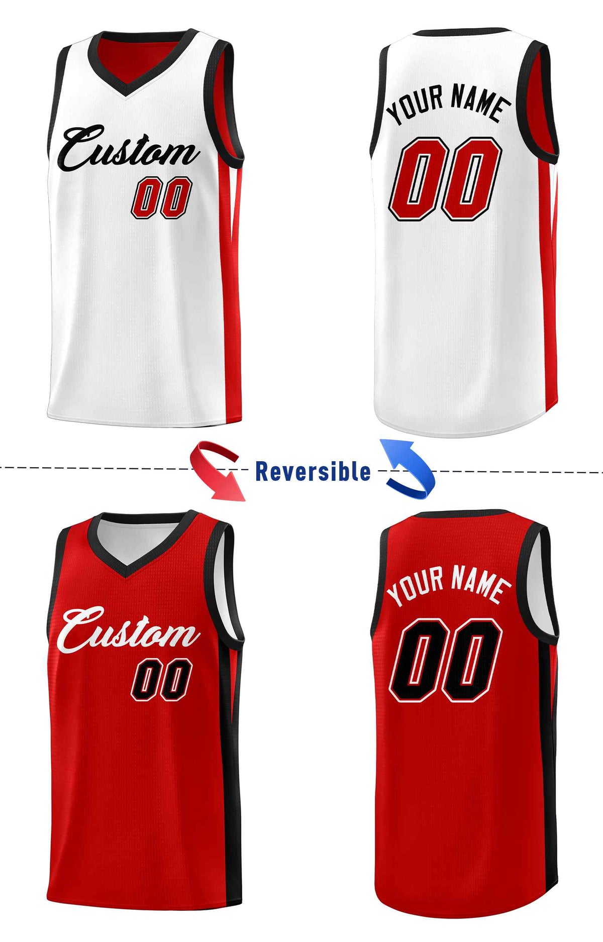 Custom Black White Double Side Sets Men Basketball Jersey | KXKSHOP