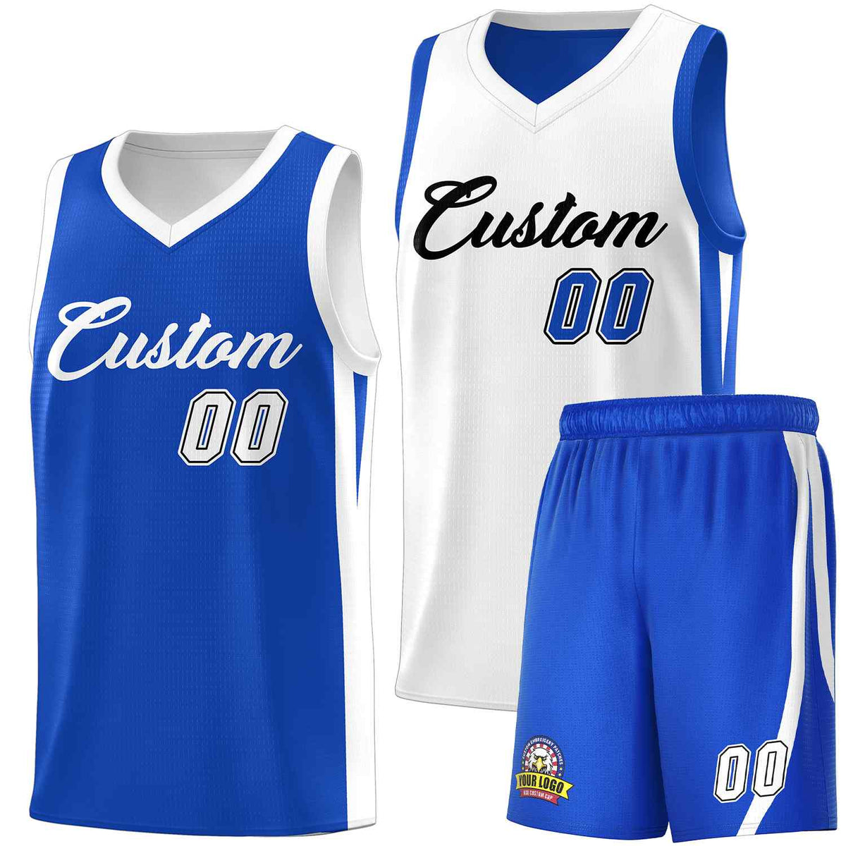 Custom Royal White-Black Double Side Sets Men Basketball Jersey | KXKSHOP