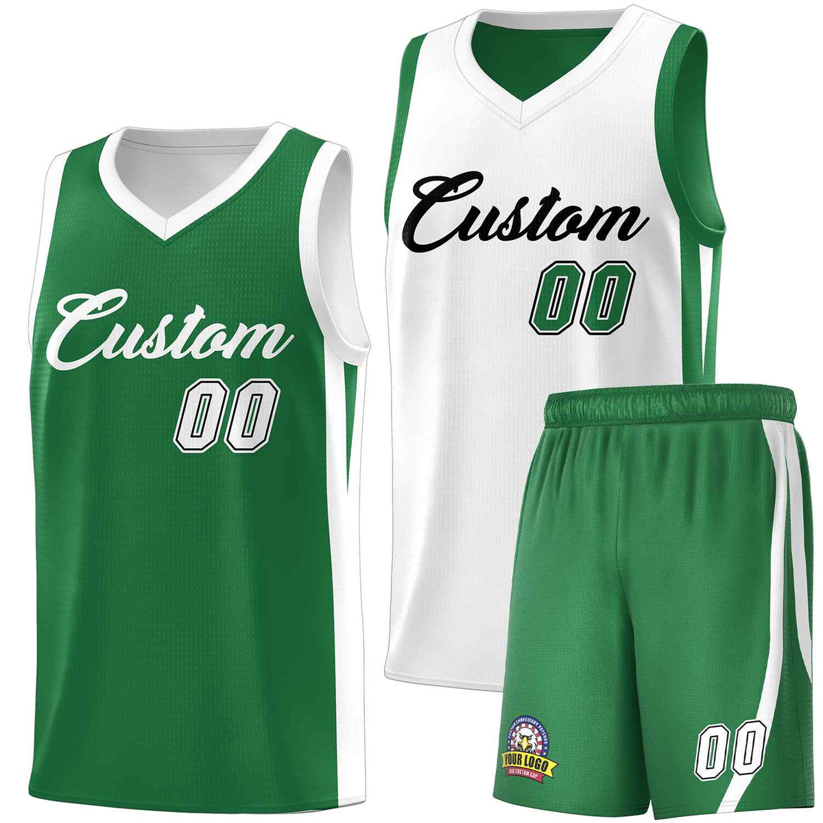 Custom Green White-Black Double Side Sets Men Basketball Jersey | KXKSHOP
