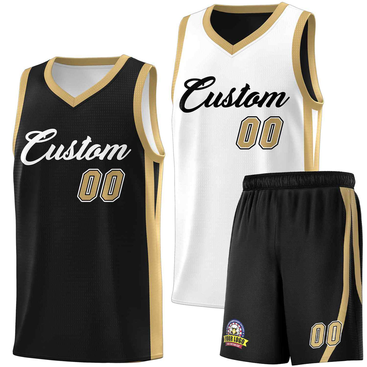 Custom Black White Double Side Sets Men Basketball Jersey | KXKSHOP