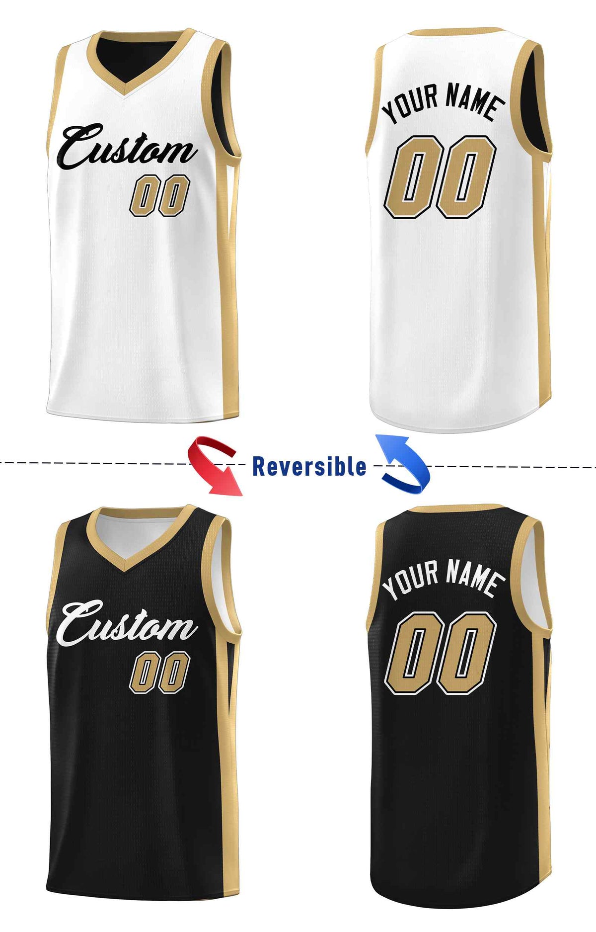 Custom Black White Double Side Sets Men Basketball Jersey | KXKSHOP