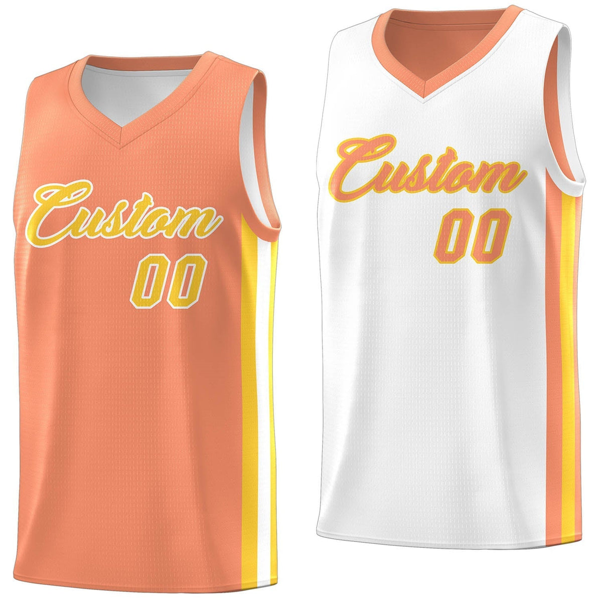 Custom White Orange Double Side Tops Basketball Jersey | KXKSHOP