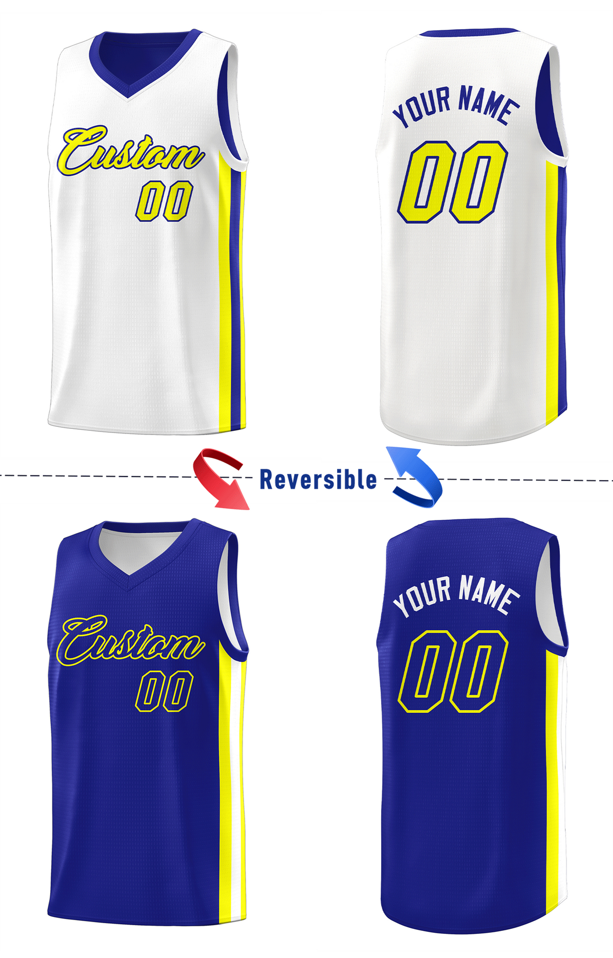 Custom White Orange Double Side Tops Basketball Jersey | KXKSHOP