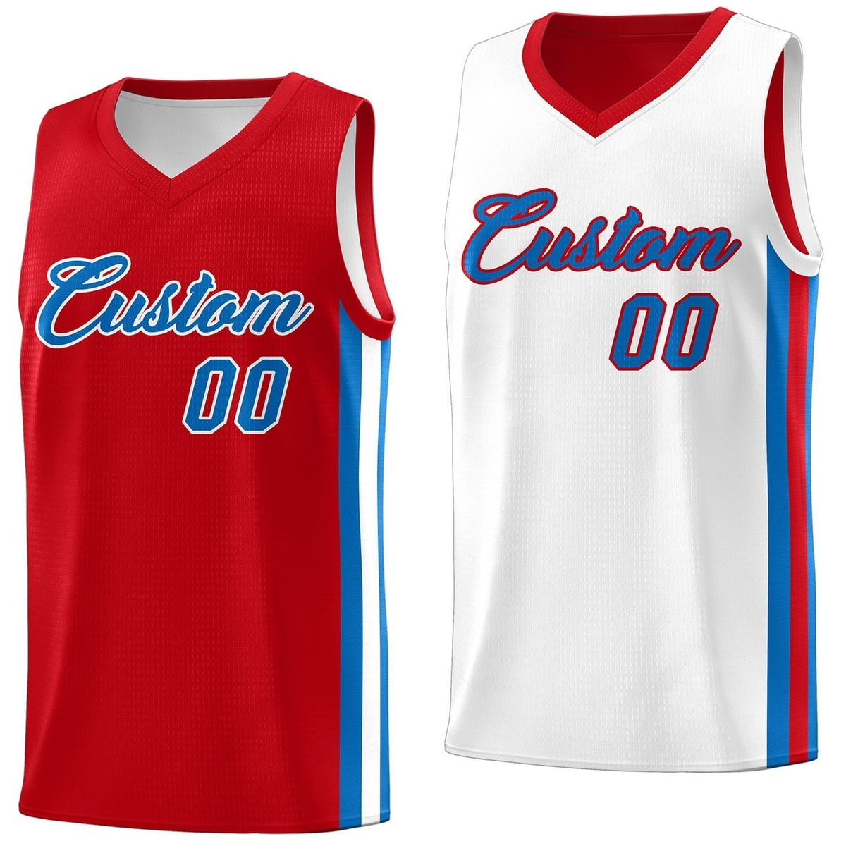 Custom Red White Double Side Tops Basketball Jersey | KXKSHOP
