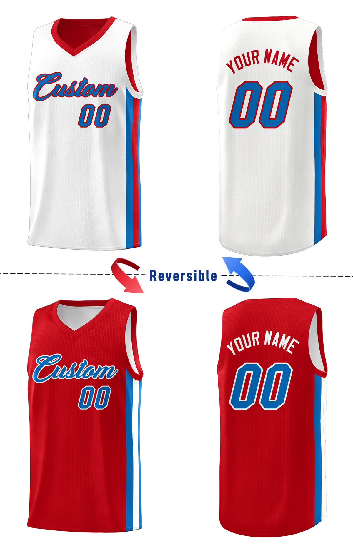 Custom White Orange Double Side Tops Basketball Jersey | KXKSHOP