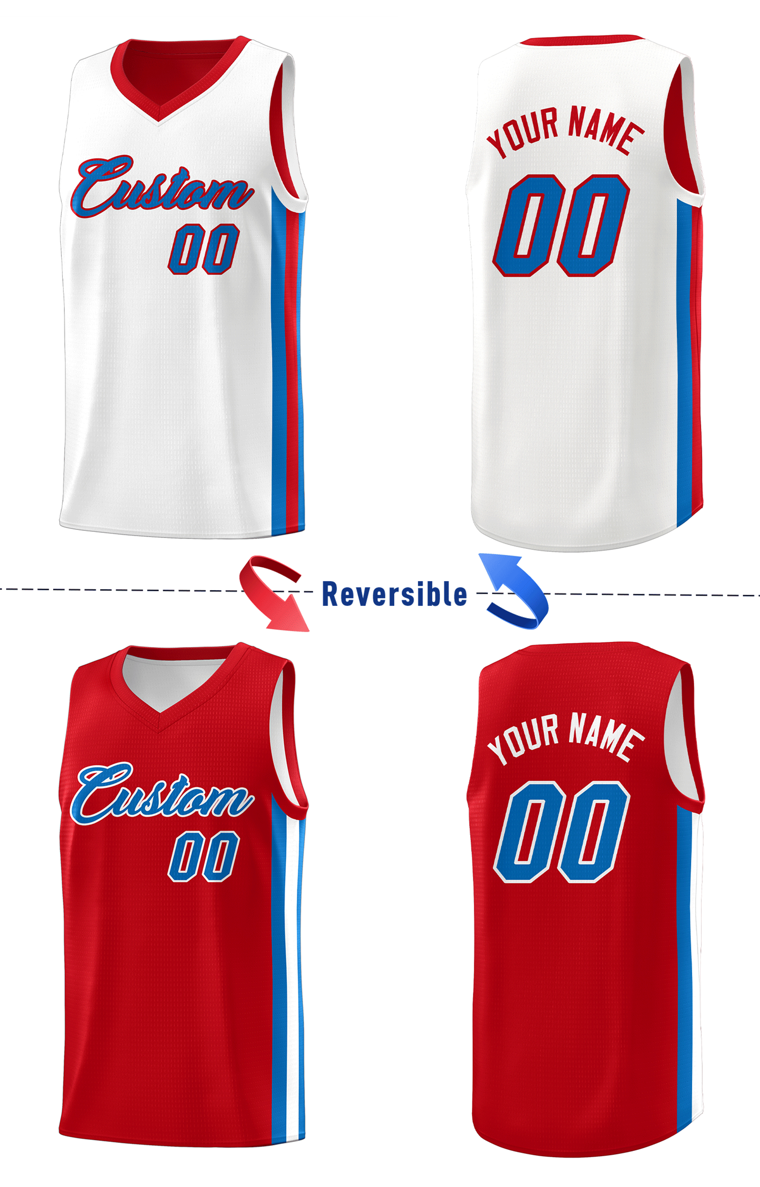 Custom White Orange Double Side Tops Basketball Jersey | KXKSHOP