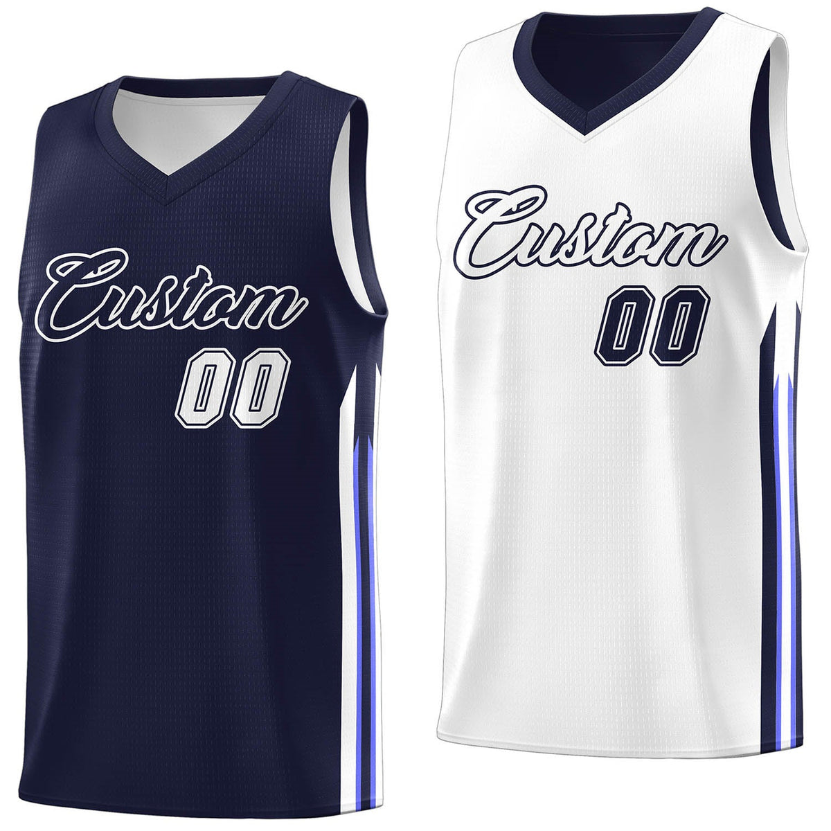 Custom Navy White Double Side Tops Men Training Basketball Jersey | KXKSHOP