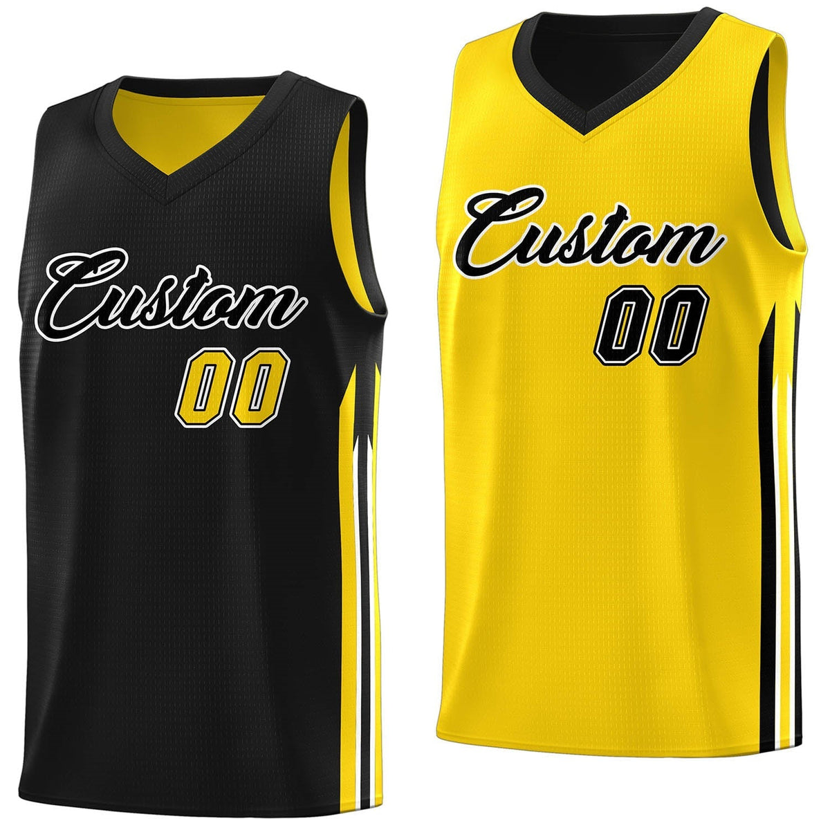 Custom Black Yellow Double Side Tops Men Training Basketball Jersey | KXKSHOP