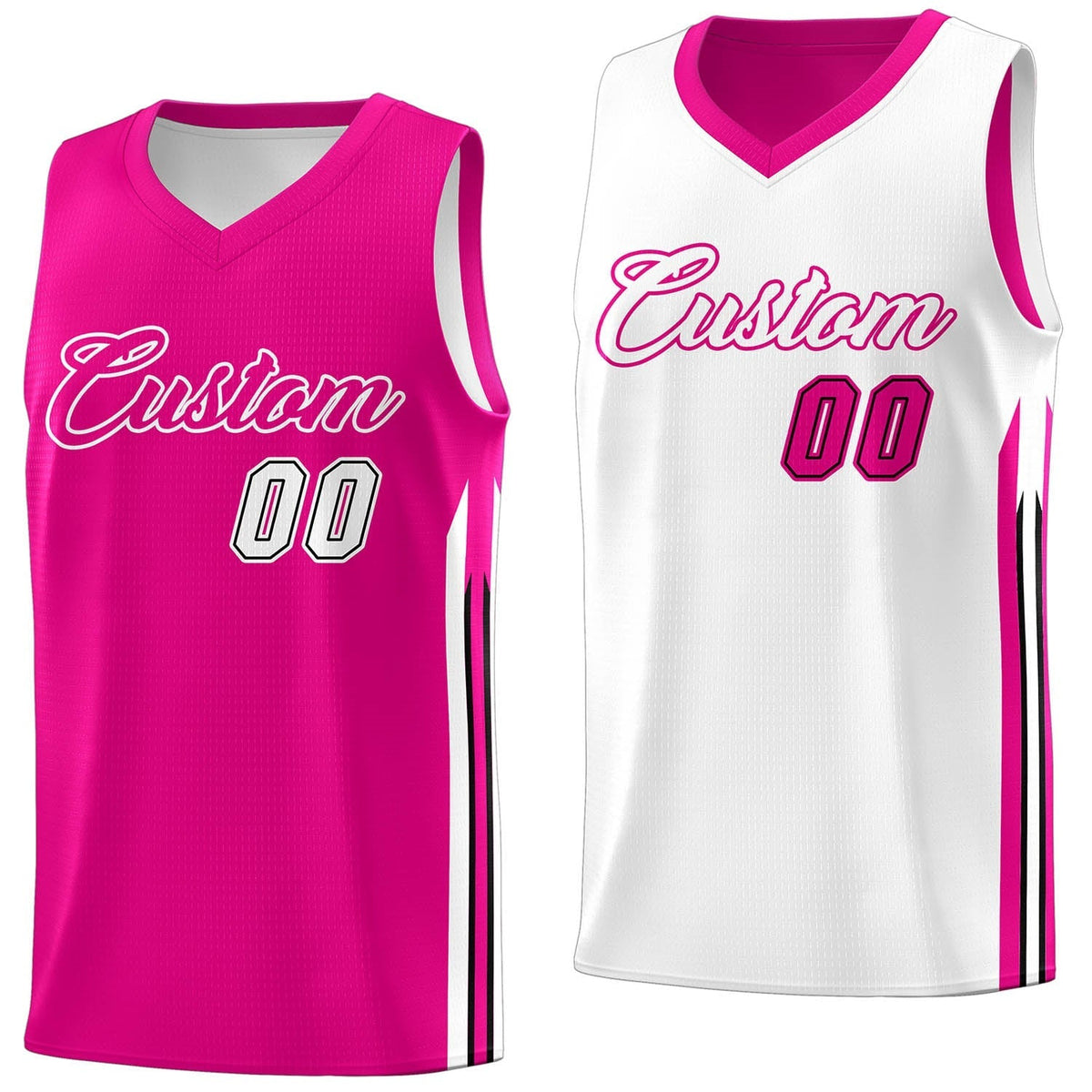 Custom Pink White Double Side Tops Men Training Basketball Jersey | KXKSHOP