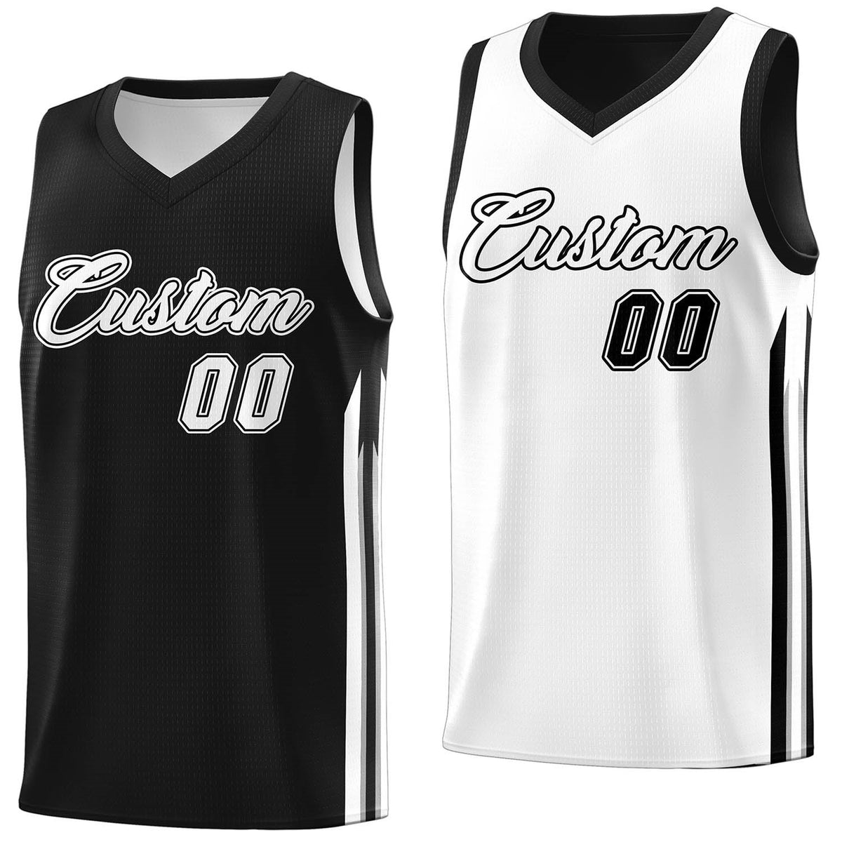 Custom Black White Double Side Tops Men Training Basketball Jersey | KXKSHOP