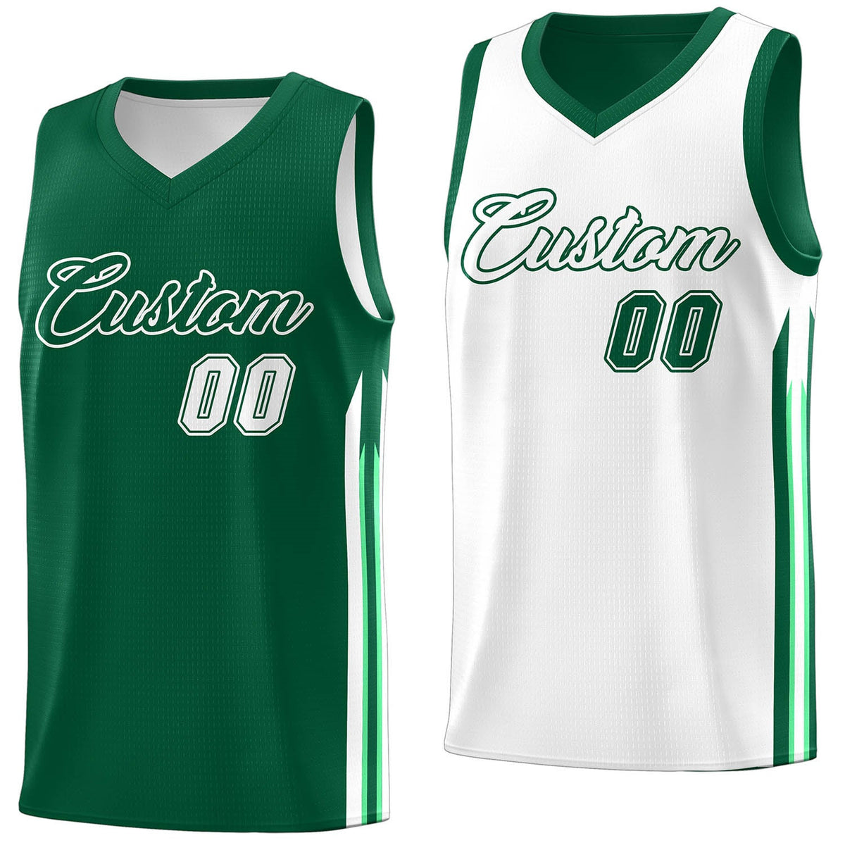 Custom Green White Double Side Tops Men Training Basketball Jersey | KXKSHOP