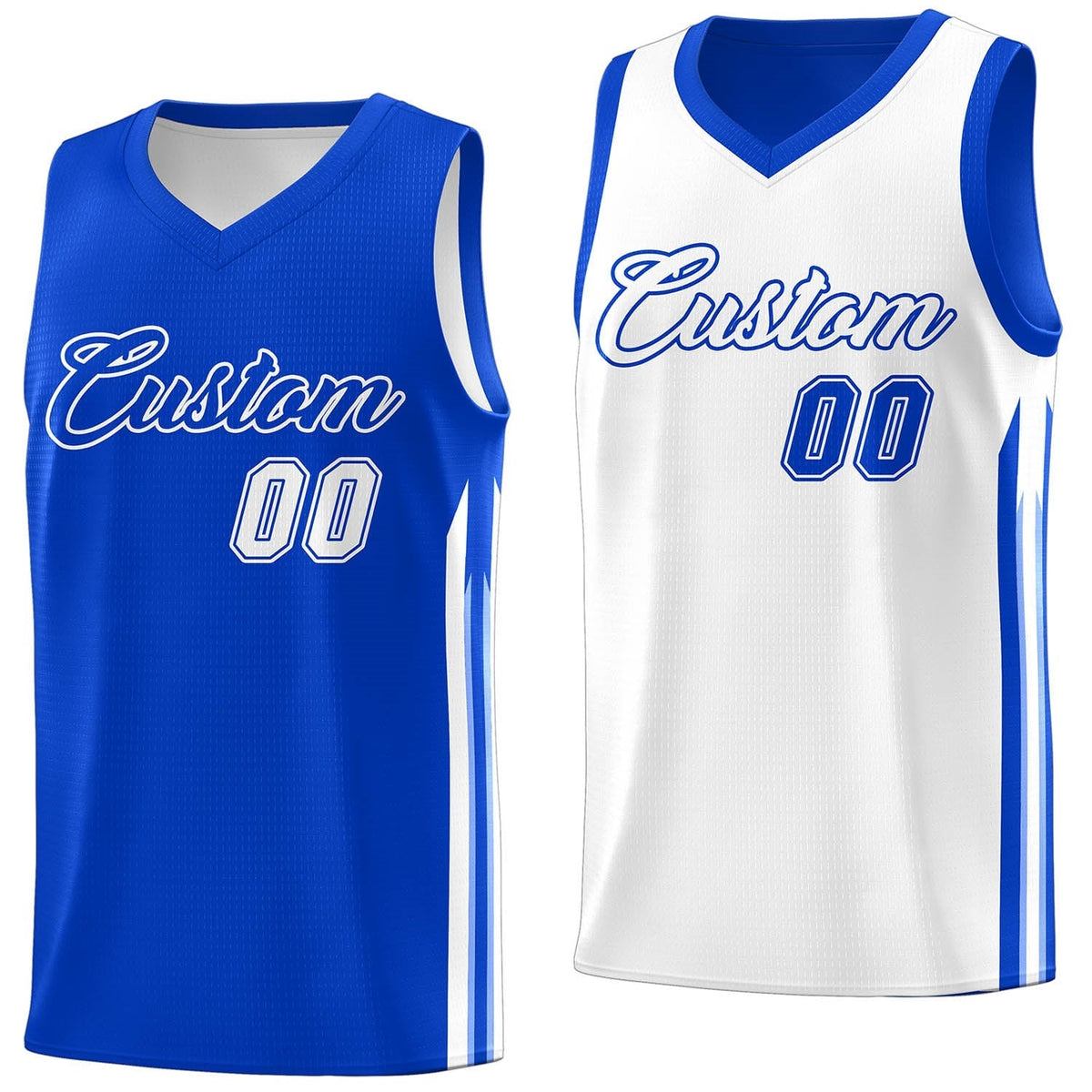 Custom Royal White Double Side Tops Men Training Basketball Jersey | KXKSHOP