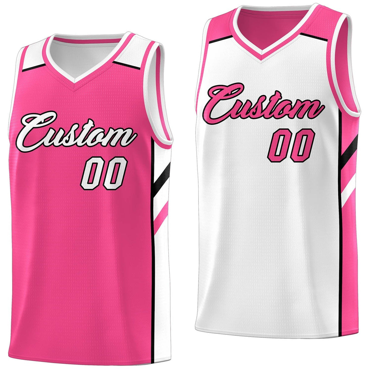 Custom Pink White Double Side Tops Training Basketball Jersey | KXKSHOP