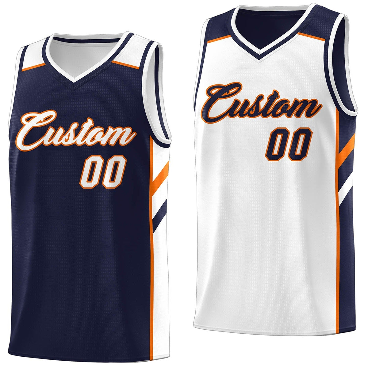 Custom Navy White Double Side Tops Sport Basketball Jersey | KXKSHOP