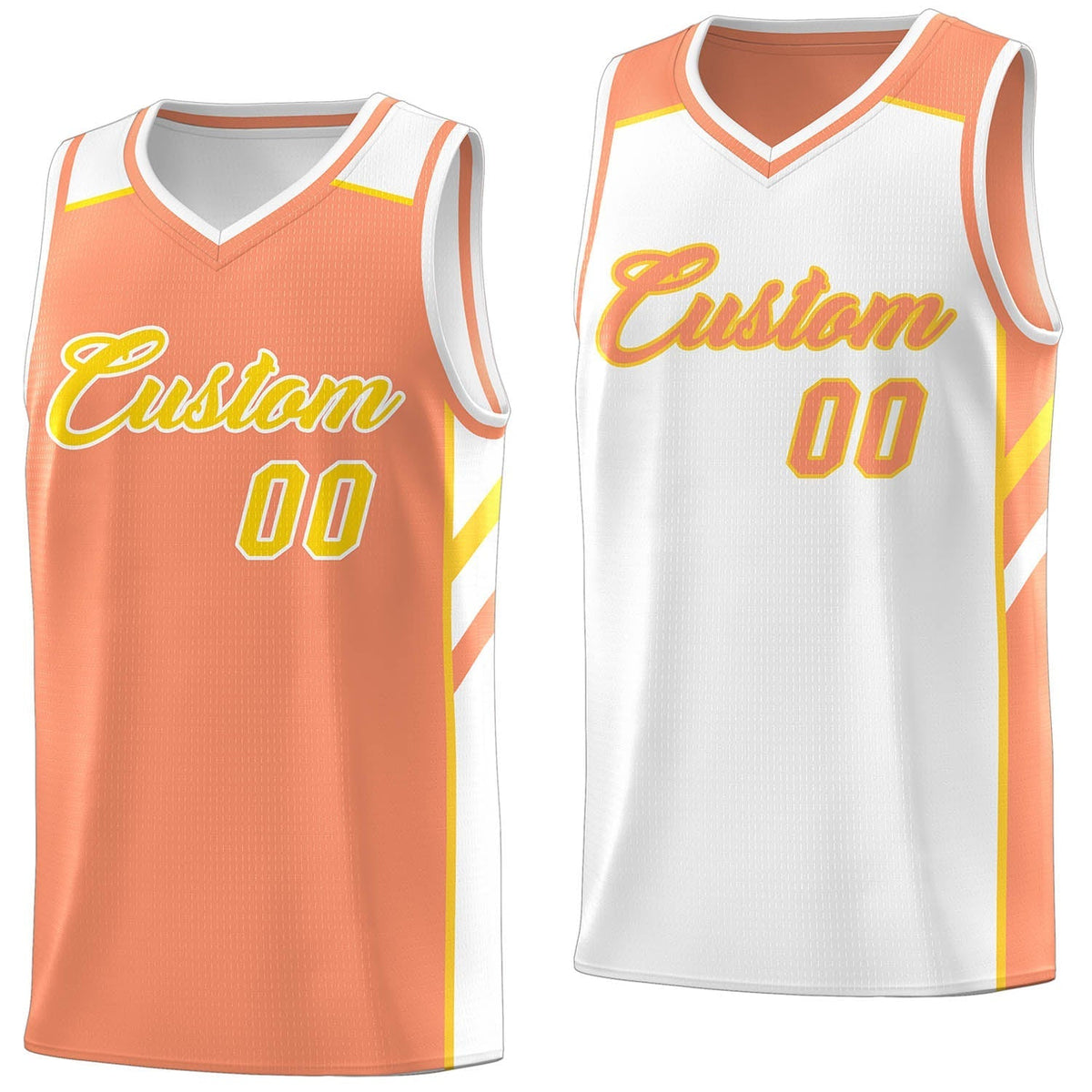 Custom Orange White Double Side Tops Men Casual Basketball Jersey | KXKSHOP