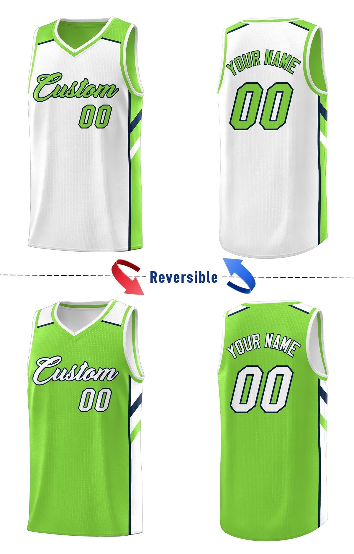 Custom Royal White-Yellow Double Side Tops Fashion Basketball Jersey | KXKSHOP