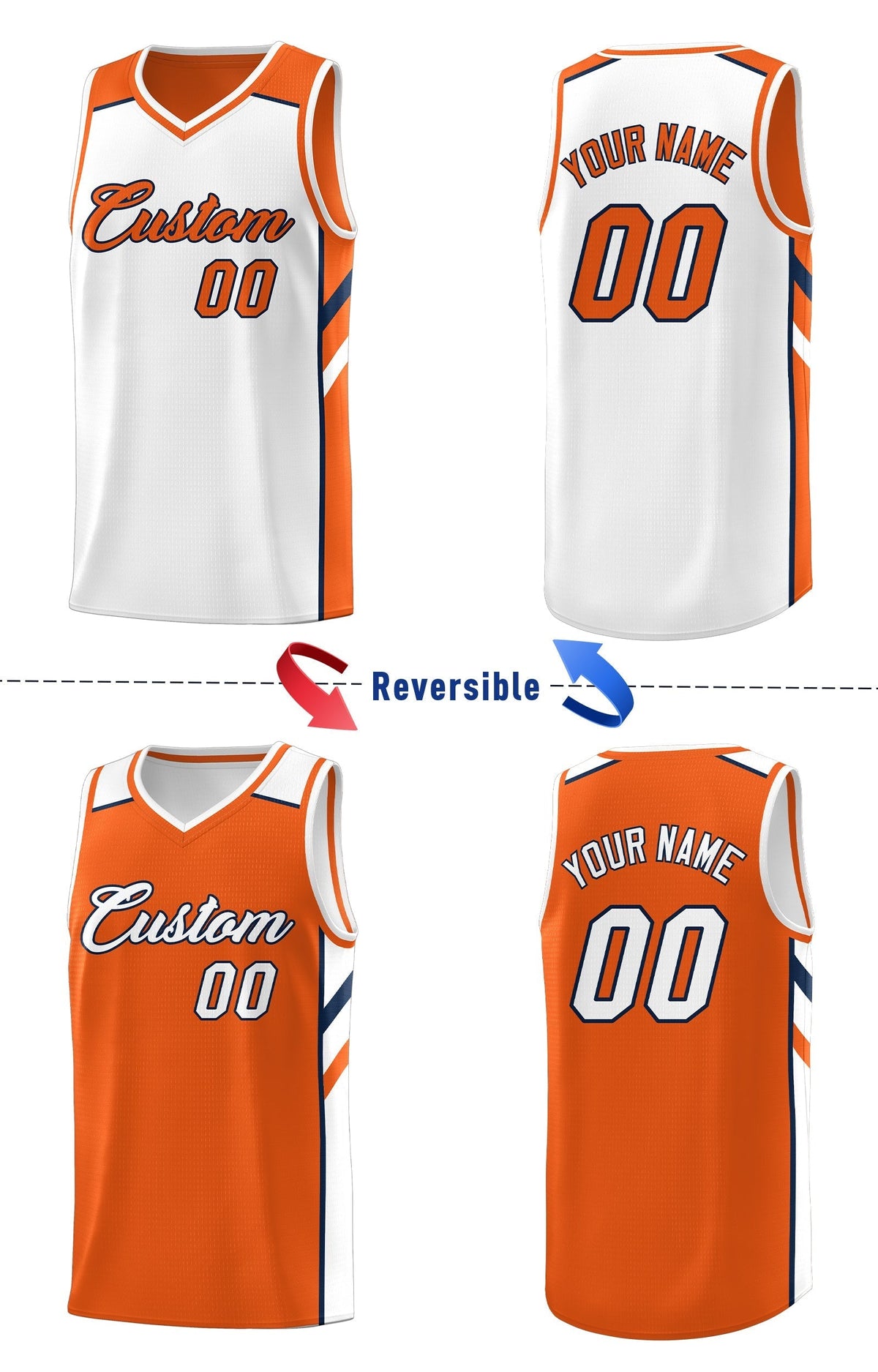 Custom Royal White-Yellow Double Side Tops Fashion Basketball Jersey | KXKSHOP