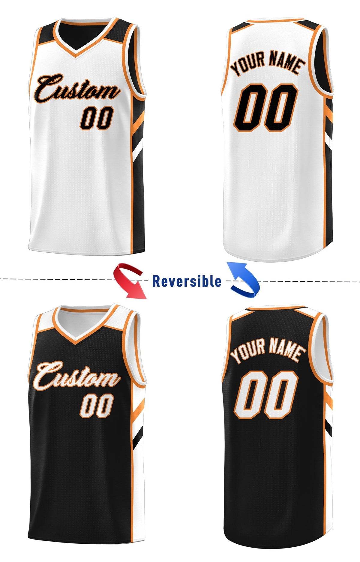 Custom Royal White-Yellow Double Side Tops Fashion Basketball Jersey | KXKSHOP