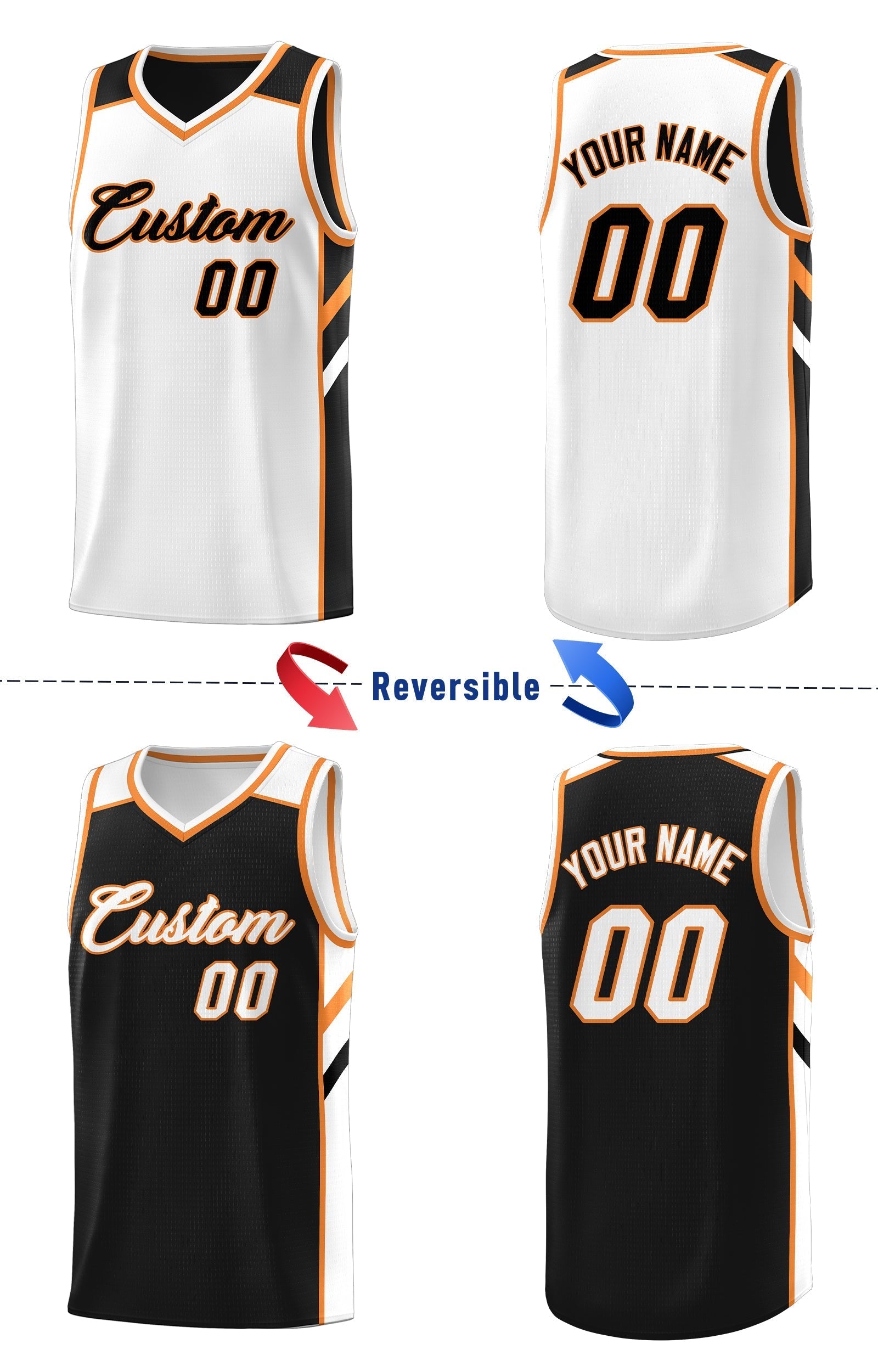Custom Royal White-Yellow Double Side Tops Fashion Basketball Jersey | KXKSHOP