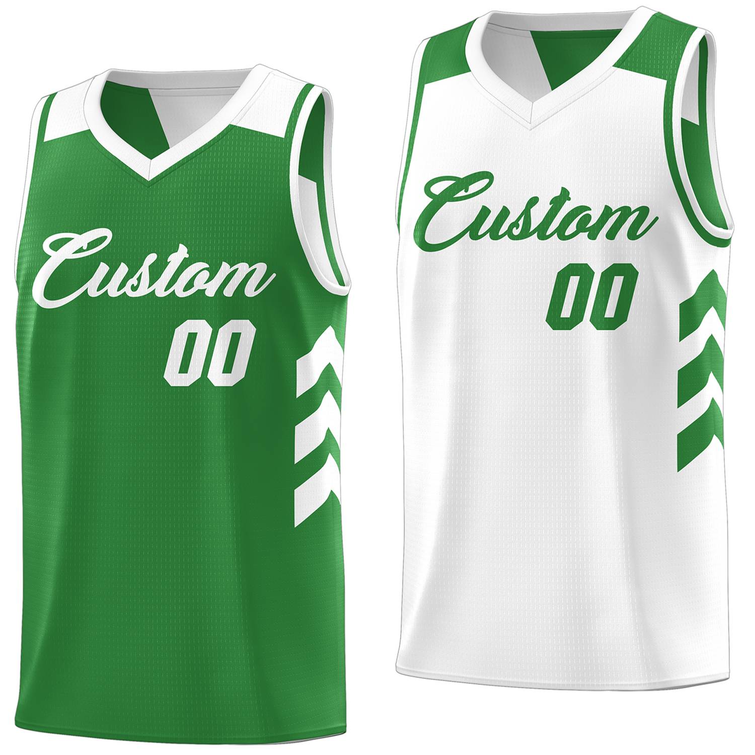Benutzerdefinierte grün weiß reversible Doppel Seite Tops Basketball Jersey