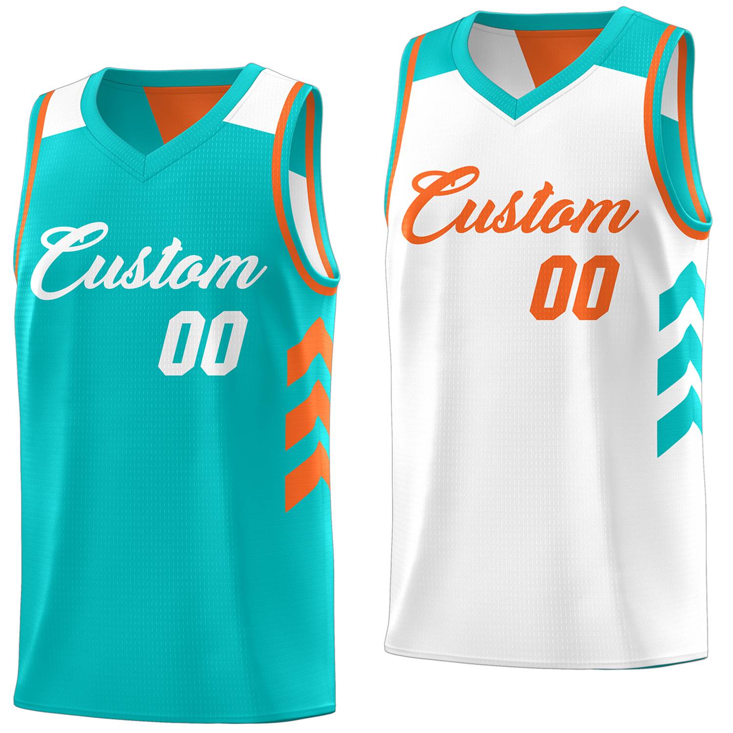 Benutzerdefinierte Aqua Weiß Reversible Doppel Seite Tops Basketball Jersey