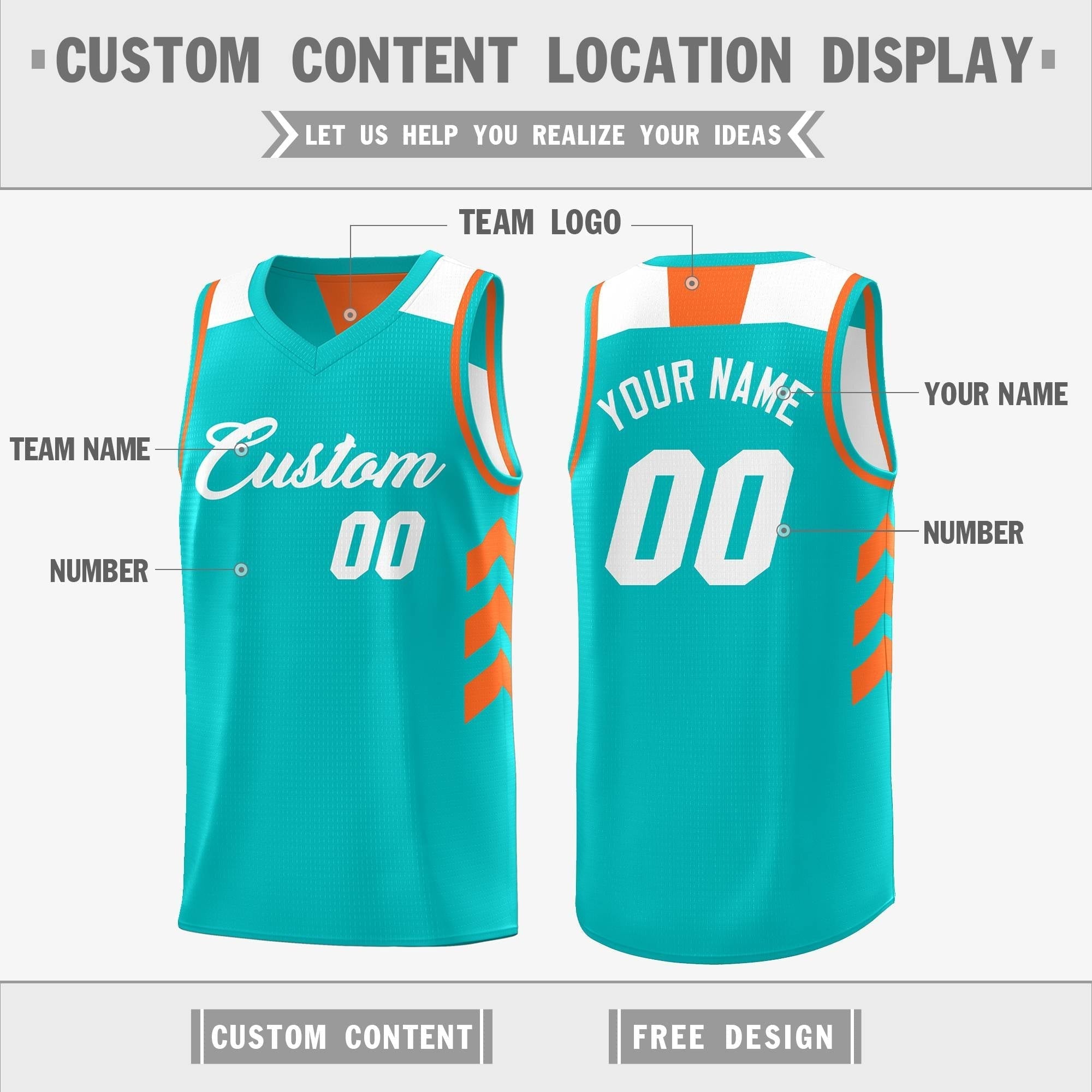 Benutzerdefinierte Aqua Weiß Reversible Doppel Seite Tops Basketball Jersey
