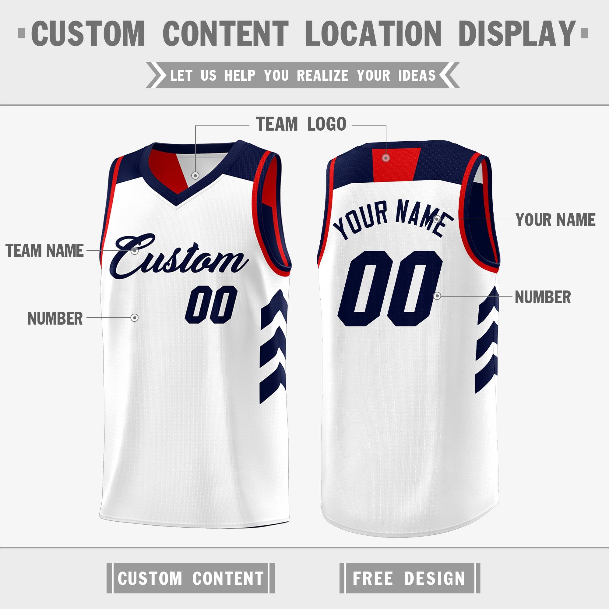 Custom Navy White Reversible Double Side Tops Basketball Jersey | KXKSHOP