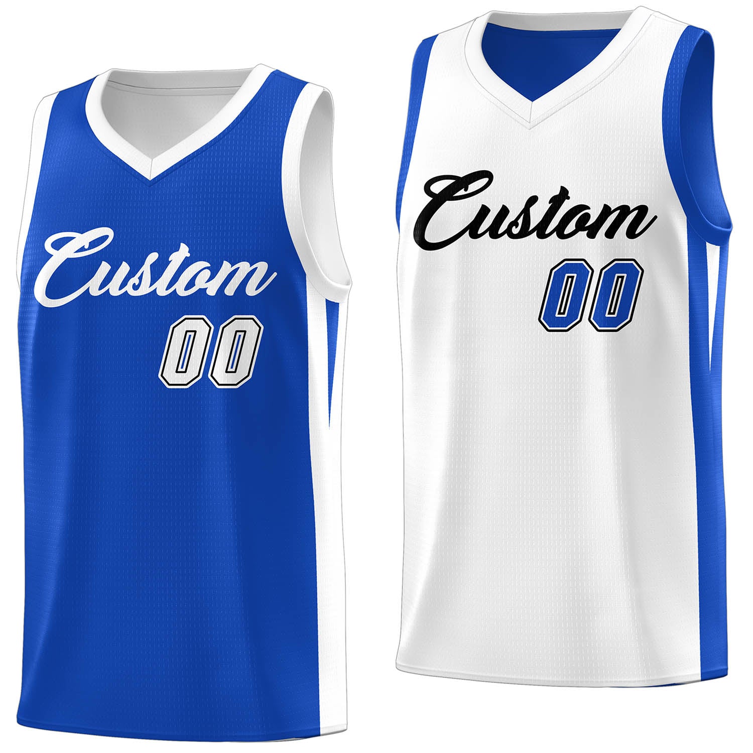 Benutzerdefinierte Royal White Double Side Tops Athletic Basketball Jersey