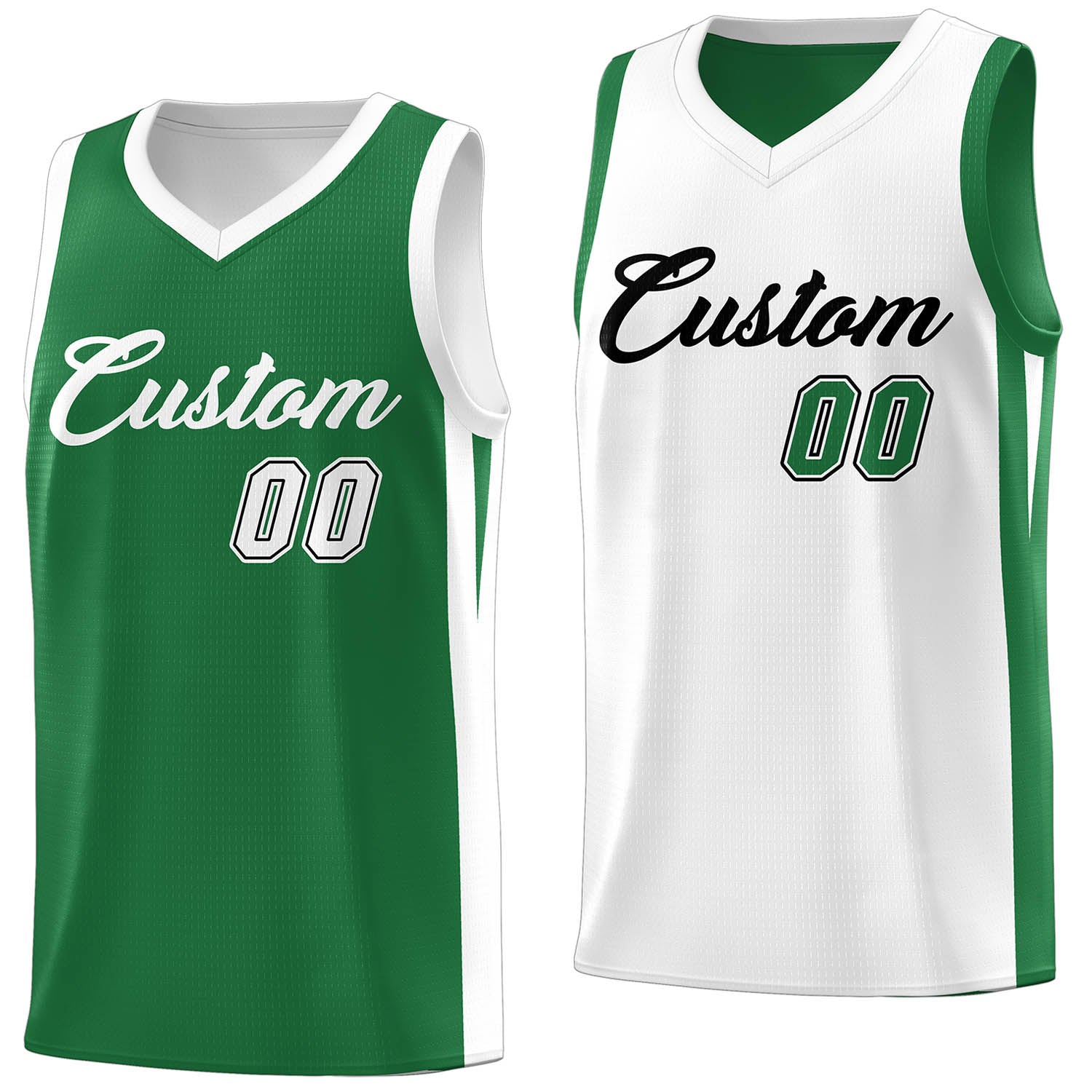 Benutzerdefinierte grün weiß doppelseitig Tops Athletic Basketball Jersey
