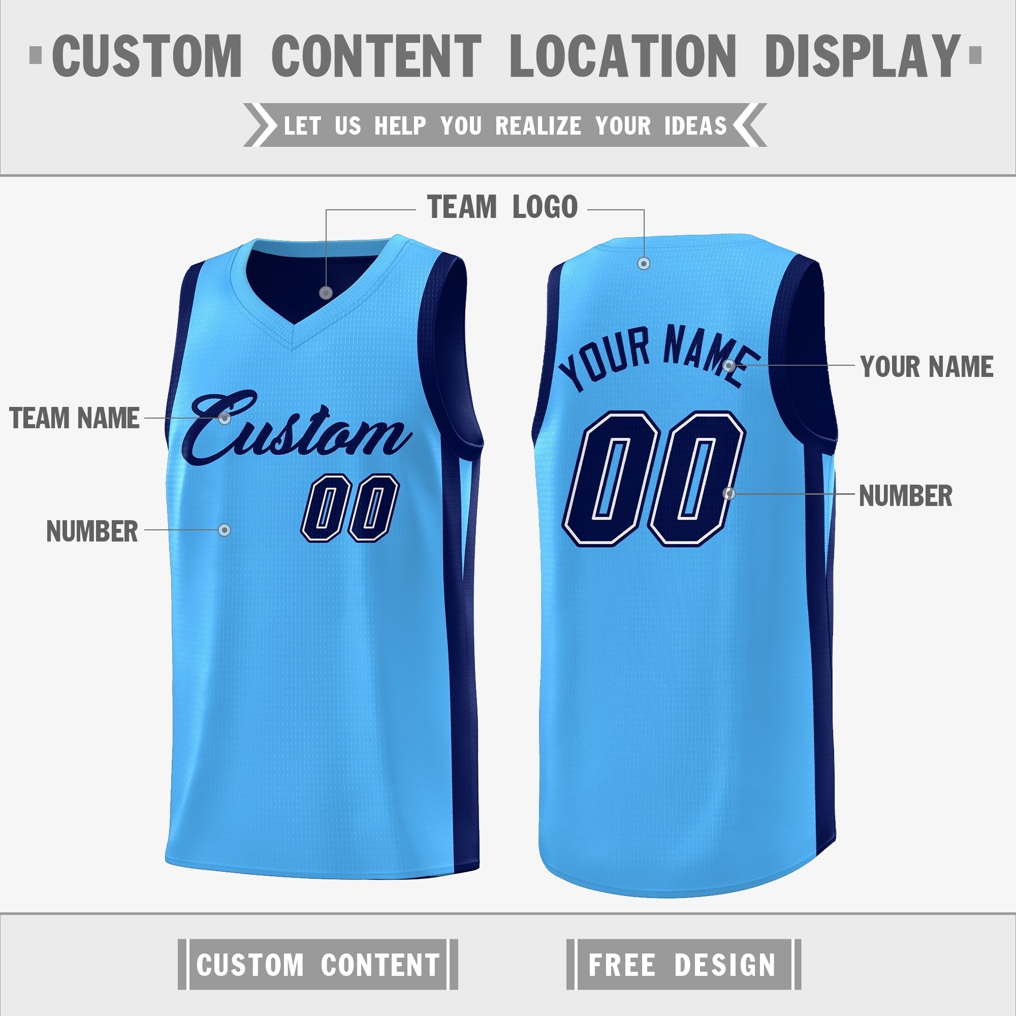 Benutzerdefinierte Marineblau Doppel Seite Tops Athletische Basketball Jersey